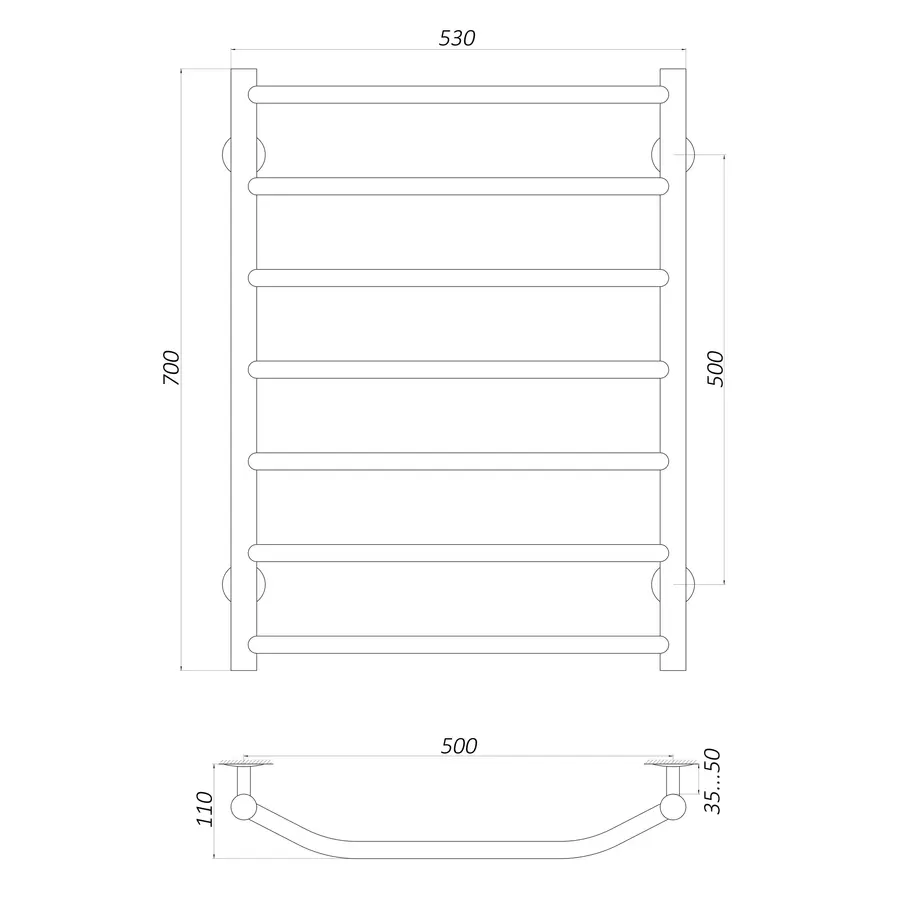 Полотенцесушитель UNIO LT W 700-500-7 Лесенка Трапеция вода
