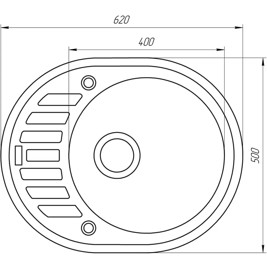 Гранітна мийка Globus Lux ARNO сірий металік 620х500мм-А0003