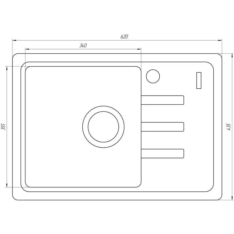Гранітна мийка Globus Lux MONO мигдаль 620х435мм-А0008