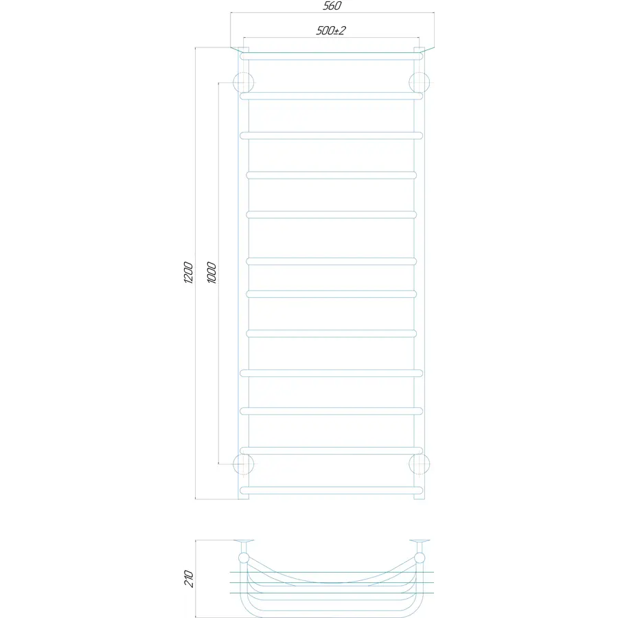 Рушникосушарка UNIO Zp W 1200-500-12 Зета з полицею вода