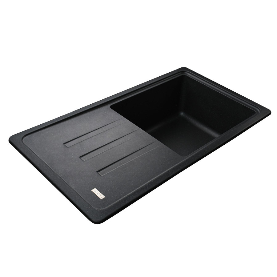 Гранитная кухонная мойка Globus Lux LUGANO черный металiк 780х435мм-А0001