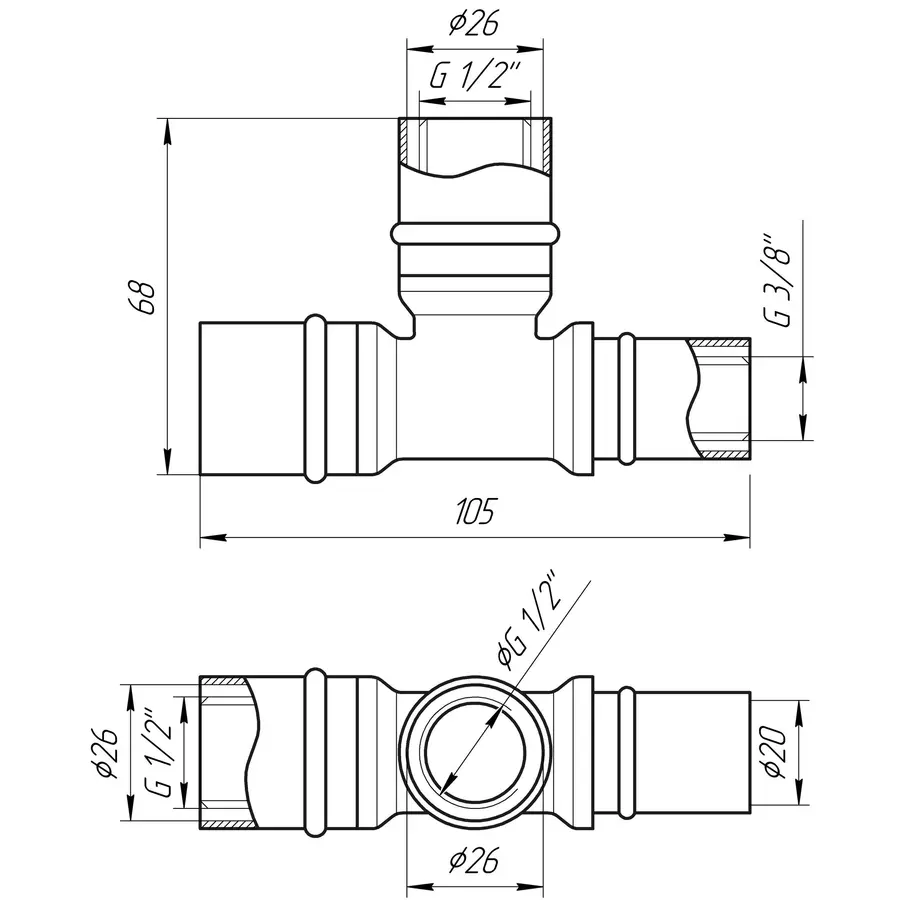 Трійник проміжний прес APE ITALY AP 131 26х26х20