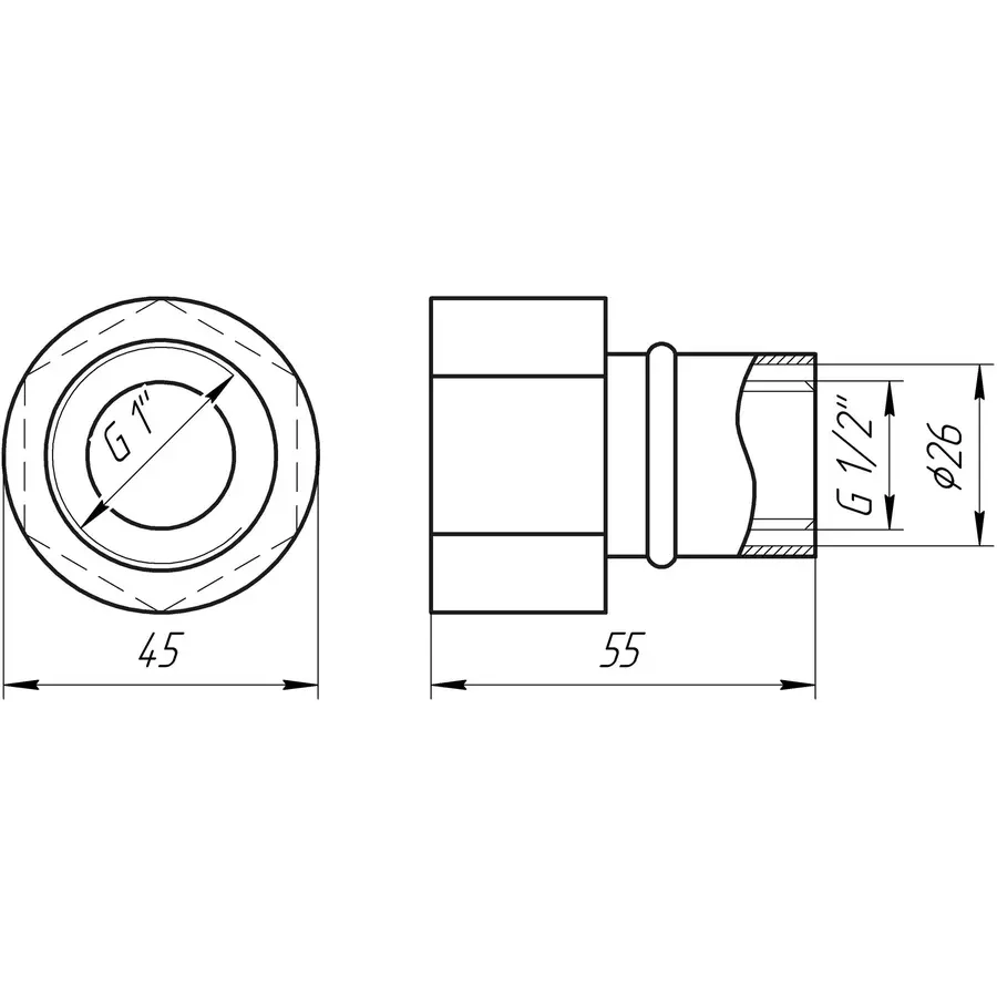 Муфта із внутрішньою різьбою прес APE ITALY AP 102 1″х26