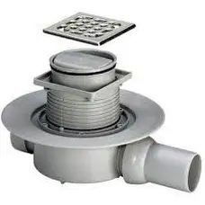 Трап з сухим затвором VIEGA ф50, нерж., решiтка 100*100, горизонт. 583217