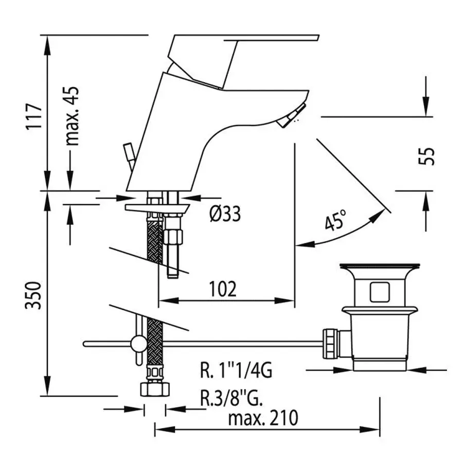 Змішувач для умивальника TRES BM 139102