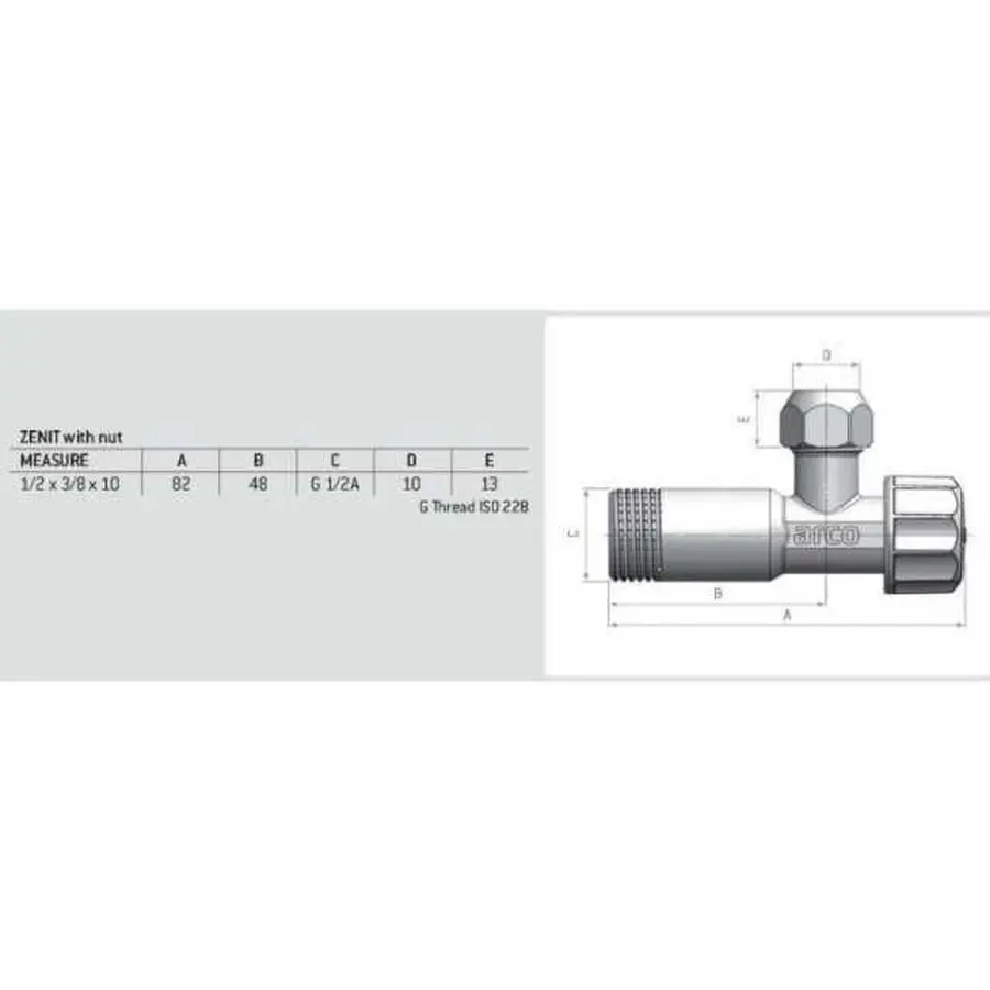 Кран вентильний кутовий ARCO 1/2″х 1/2″ ZENIT 0912 REGULA