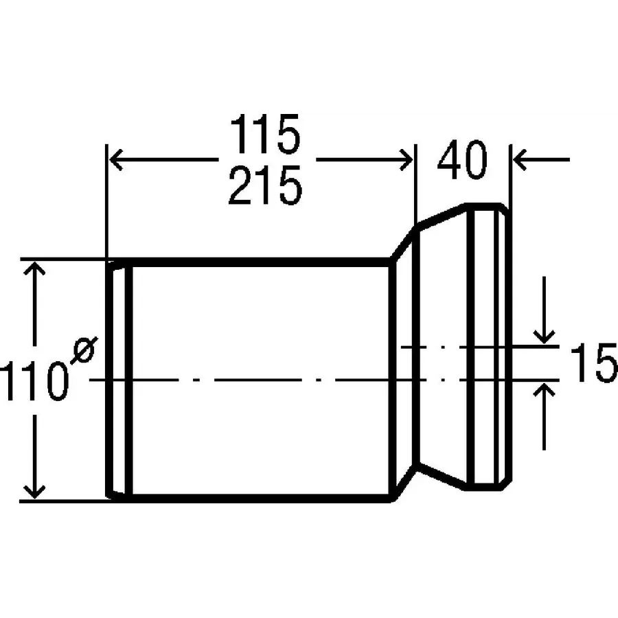 Патрубок для унітазу 155мм ексцентрик пластик Ø110 VIEGA 103231