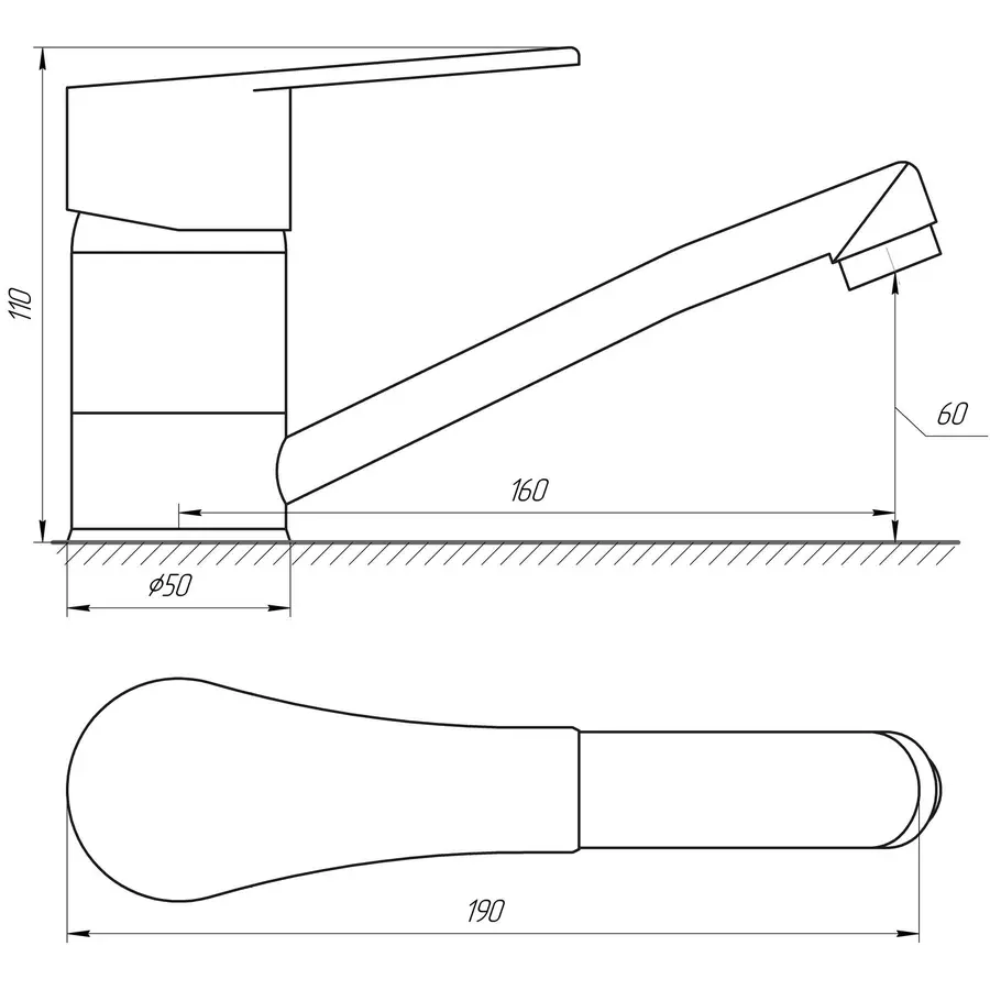 Смеситель для умывальника BRAVO ZENITH BS-42-203М латунь на гайке возвратной 15см