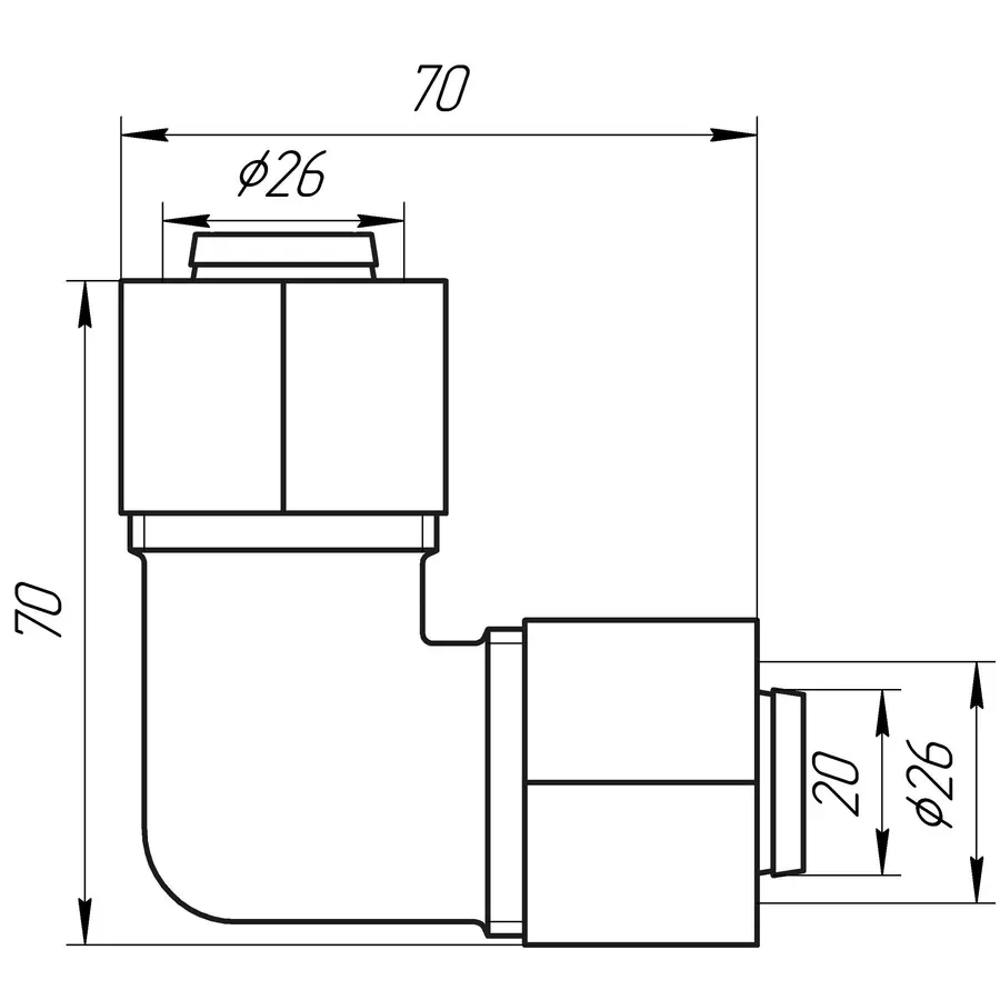 Кутник проміжний APE ITALY 751 L 26x26