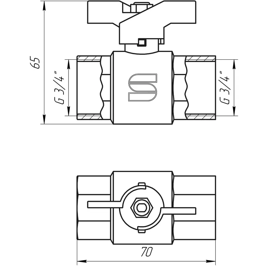 Кран кульовий прямий SELBA 3/4″ ВВ ЖБ SL1507