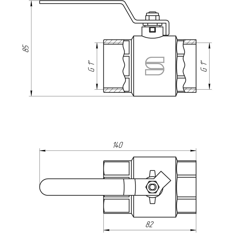 Кран кульовий прямий SELBA 1″ ВВ КР SL1506