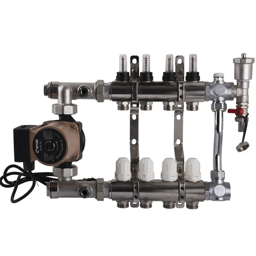 Колекторна система з насосом , байпасом (без вузла підмішув.) ECO 162 NEW (1″ х 4)