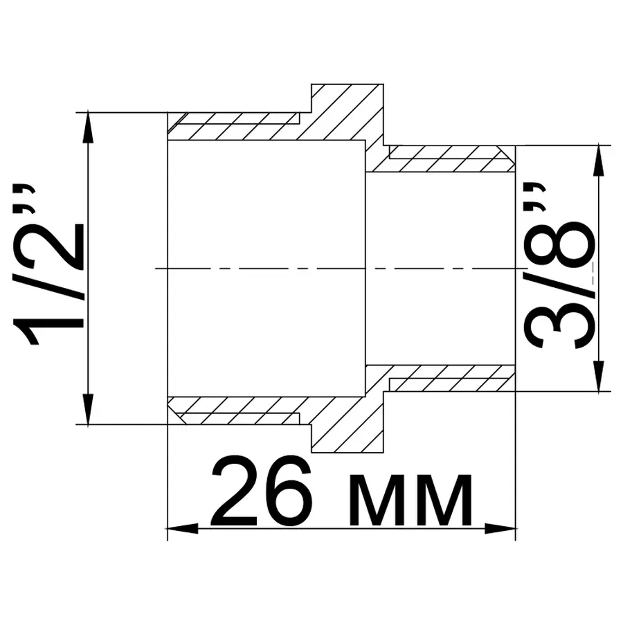 Ніпель редукційний нікельований 1/2″ЗР х 3/8″ЗР штампований А0542А(нк)