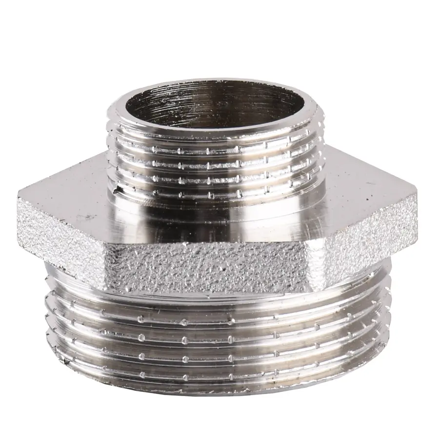 Ніпель редукційний нікельований 1 1/4″ЗР х 3/4″ЗР штампований А0593А(нк)