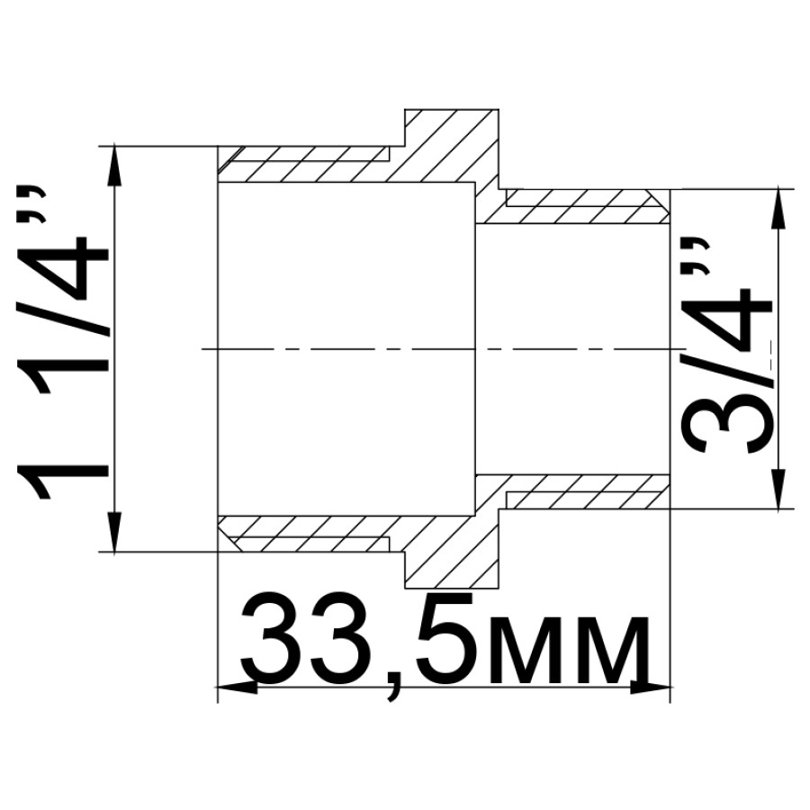 Ніпель редукційний нікельований 1 1/4″ЗР х 3/4″ЗР штампований А0593А(нк)