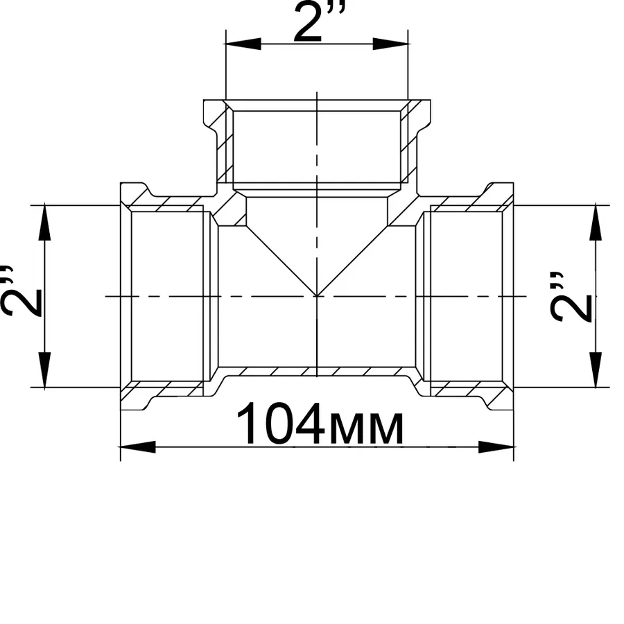 Трійник нікельований 2″ВР х 2″ВР х 2″ВР ливарний А0238А(нк) VA