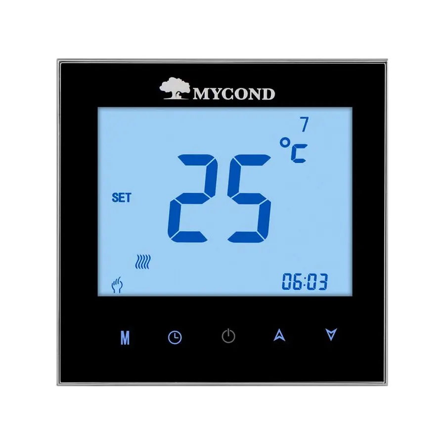 Термостат квадратний сенсорний чорний, 2 канали, Wi-Fi /MYCOND/