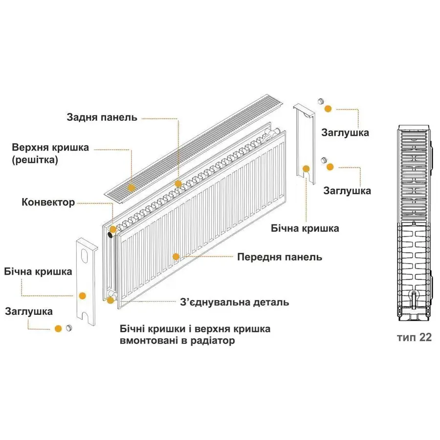 Радиатор стальной панельный KALDE 22 низ 300x600