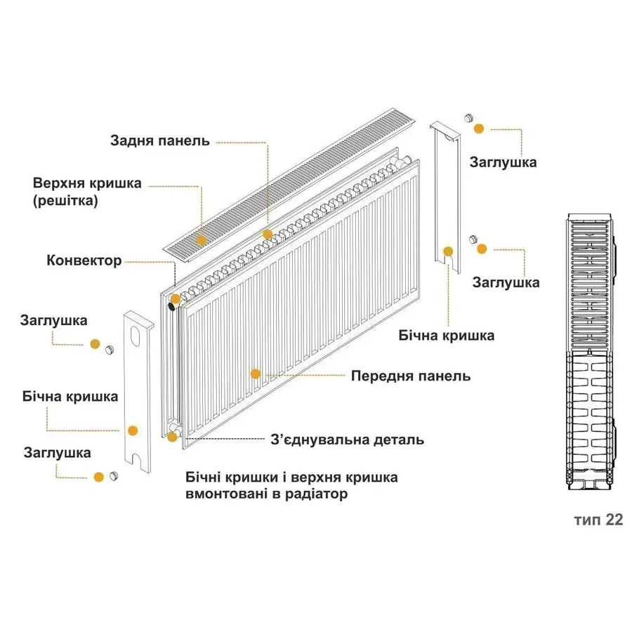 Радиатор стальной панельный KALDE 22 бок 600x900