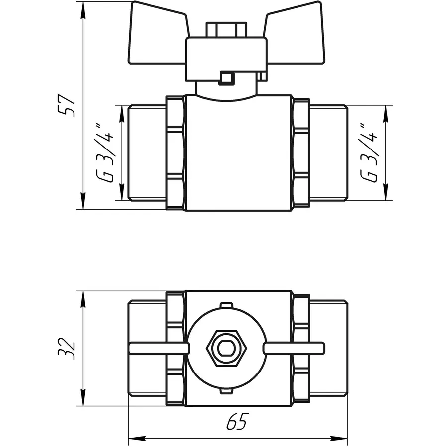 Кран кульовий прямий Q PROFESSIONAL 3/4″ ЗЗ КБ PN40 Q153