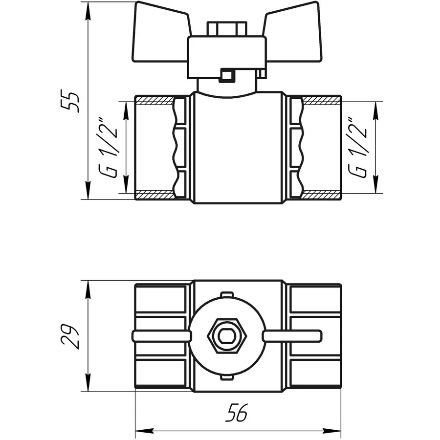 Кран кульовий прямий Q PROFESSIONAL 1/2″ ВВ ЖБ PN40 QP151