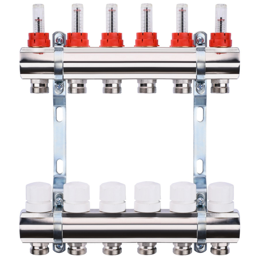 Коллектор с измерителем затрат, регуляторами и креплением ECO 001A 1 "x6
