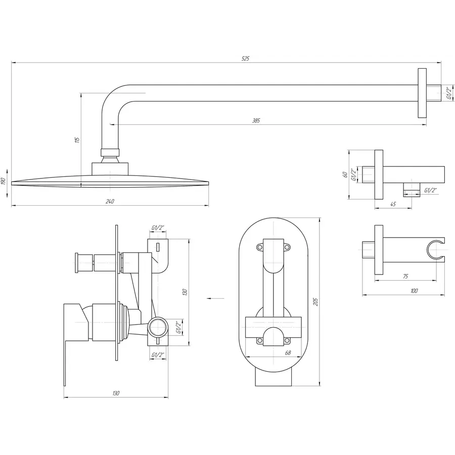 Змішувач для душу вбудований TOPAZ SARDINIA TSG 08205-G-H20