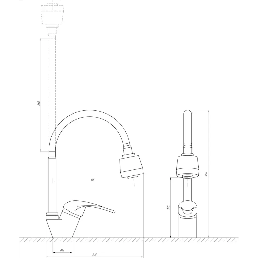 Кухонный смеситель гибкий EcoMix E-GEZ-203SM-A
