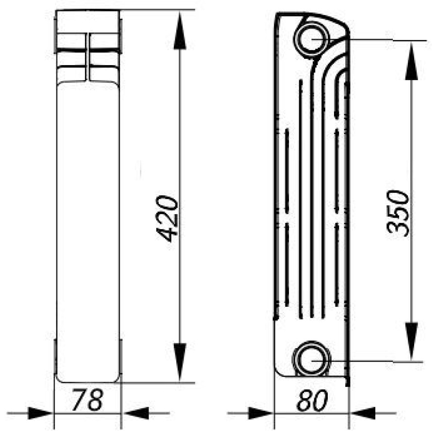 Радиатор биметаллический секционный GALLARDO BISHORT 350/80 (кратно 10)