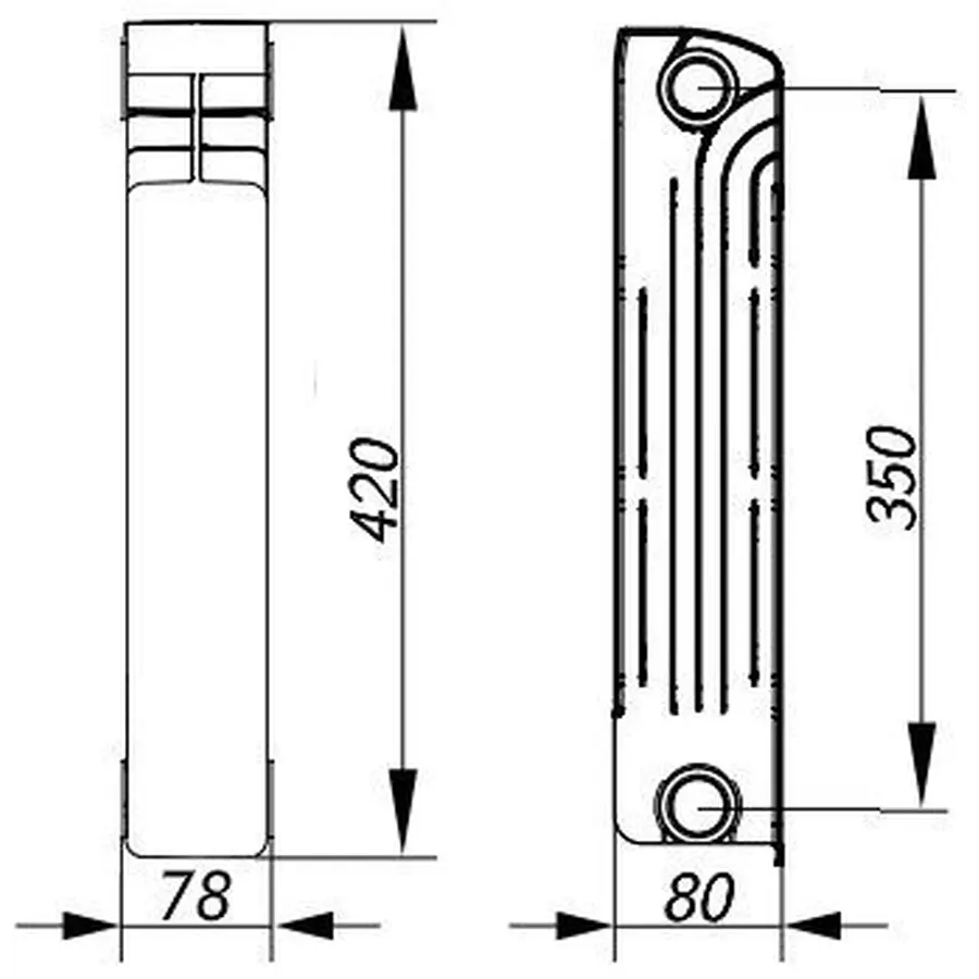 Радіатор біметалевий секційний GALLARDO BISHORT 350/80 (кратно 10)
