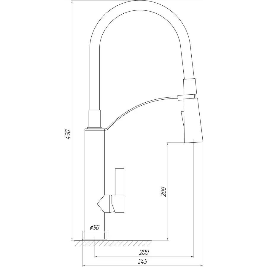Смеситель для кухни TOPAZ SARDINIA TS 8817-H23-B-S