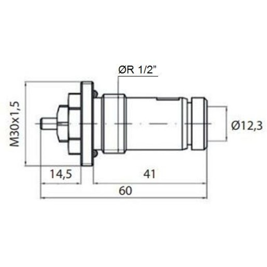 Клапан OUTER под термоголовку М30x1,5 панельного радиатора KALDE, ECA 1/2 "х41мм