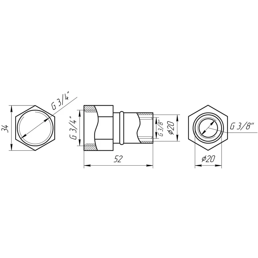 Муфта с внутренней резьбой пресс APE ITALY AP 102 3 / 4х20