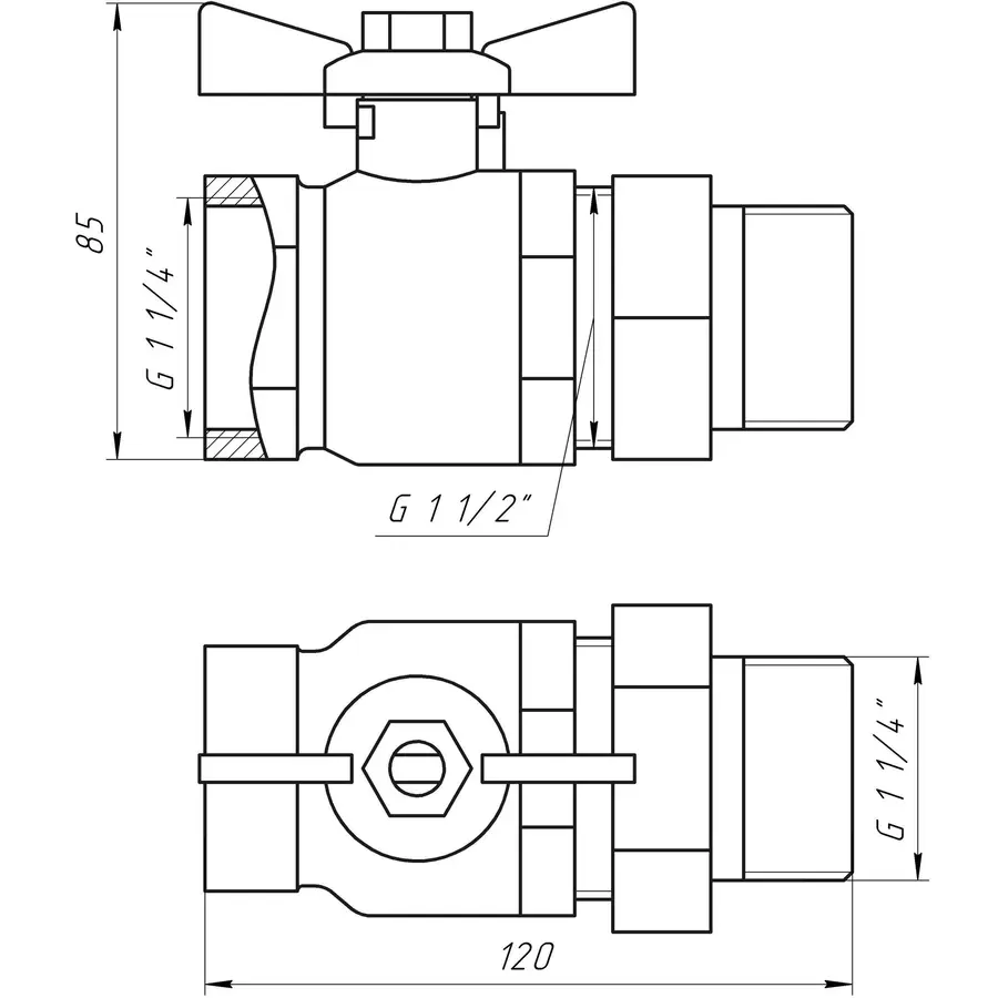 Кран кульовий прямий з американкою ARCO 1 1/4″ SENA 154106