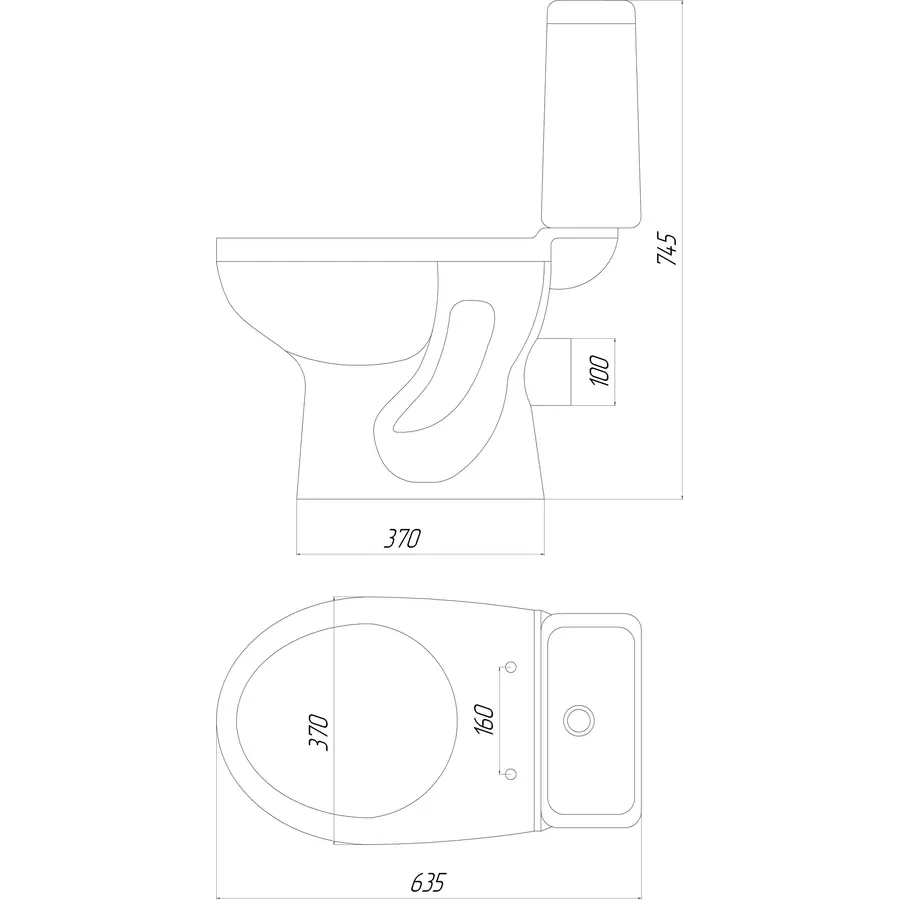 Унитаз-компакт «Капри», 1с (Днепрокерамика), низ, гориз, ш-0510