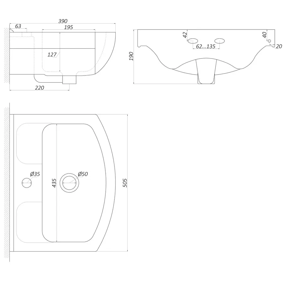 Умивальник Дніпрокераміка Ізео-50 для ванни
