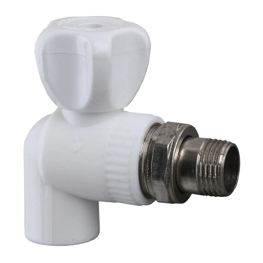 Кран радиаторный угловой Kalde PPR ф20x1 / 2 (белый) 22013