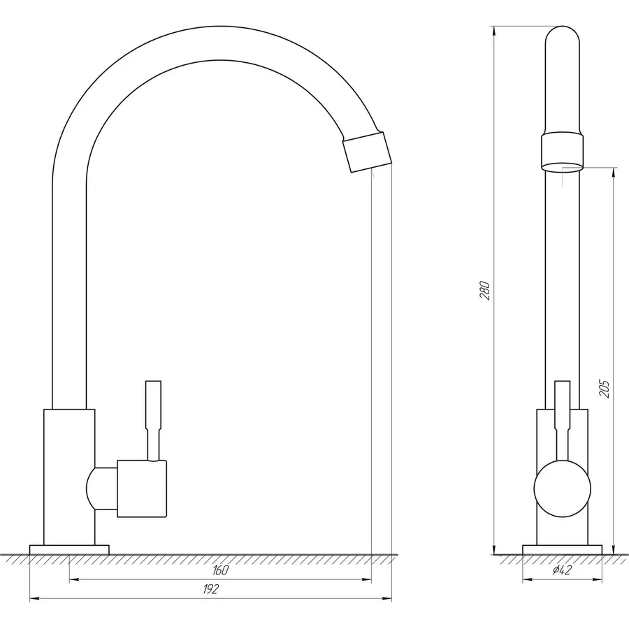 Смеситель кухонный на одну воду из нержавейки MixMIRA MSC-001M