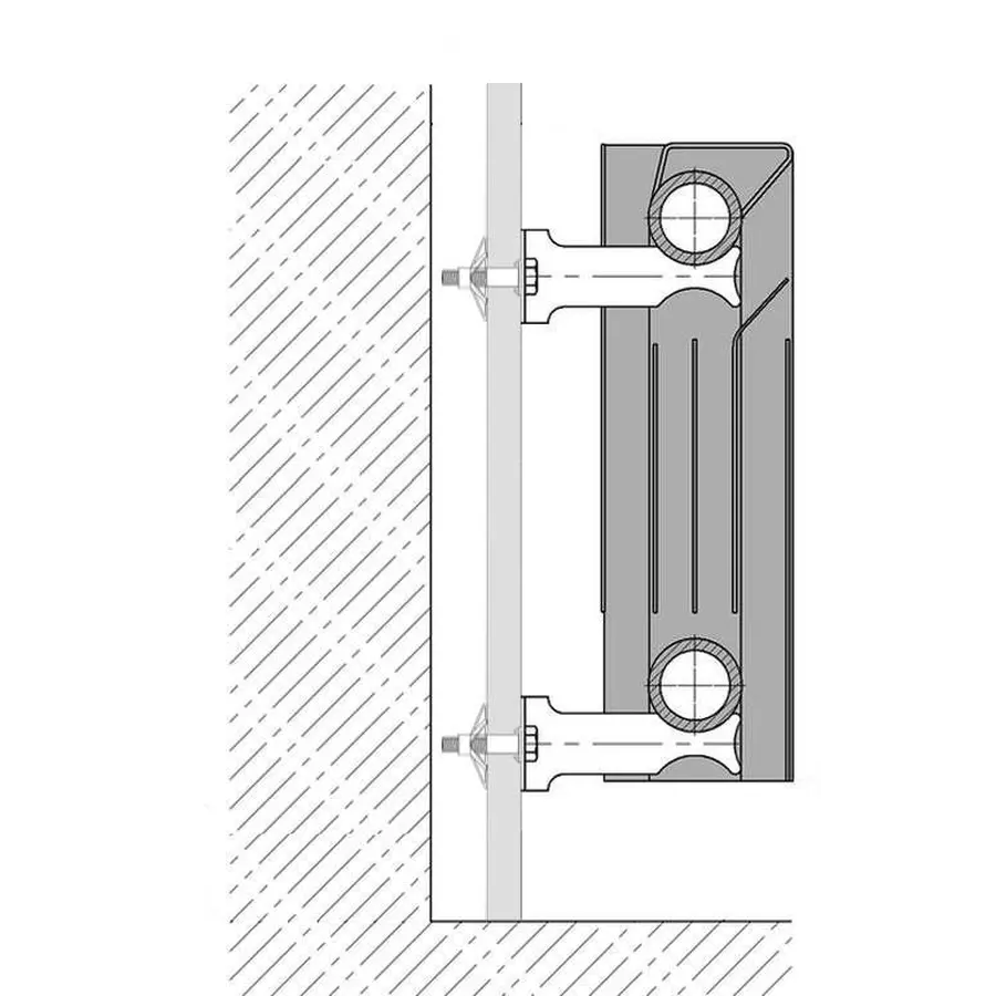 Кронштейн секционного радиатора CRISTAL NS-1012 угловой оцинкованный 110x75x48мм (кратно 2)