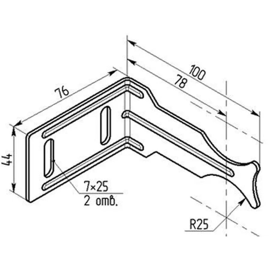 Кронштейн секционного радиатора CRISTAL NS-1012 угловой оцинкованный 110x75x48мм (кратно 2)