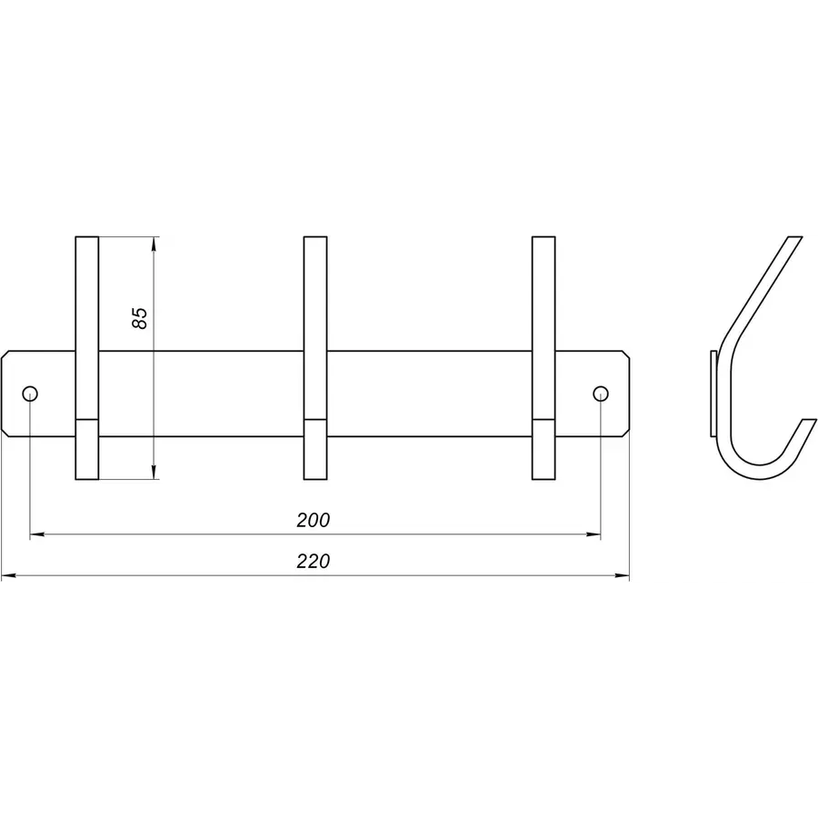 Планка SQ9435-3 - Квадро 3-я с крючками двойными НЕРЖ-SUS304- (Globus Lux)