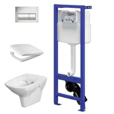 Комплект Cersanit CET Cersanit B207 ІНСТ СИС-МА AQUA 02 MECH подв. унітаз CARINA CLEAN ON дюр. ліфт кнопка PRESTO хром блиск