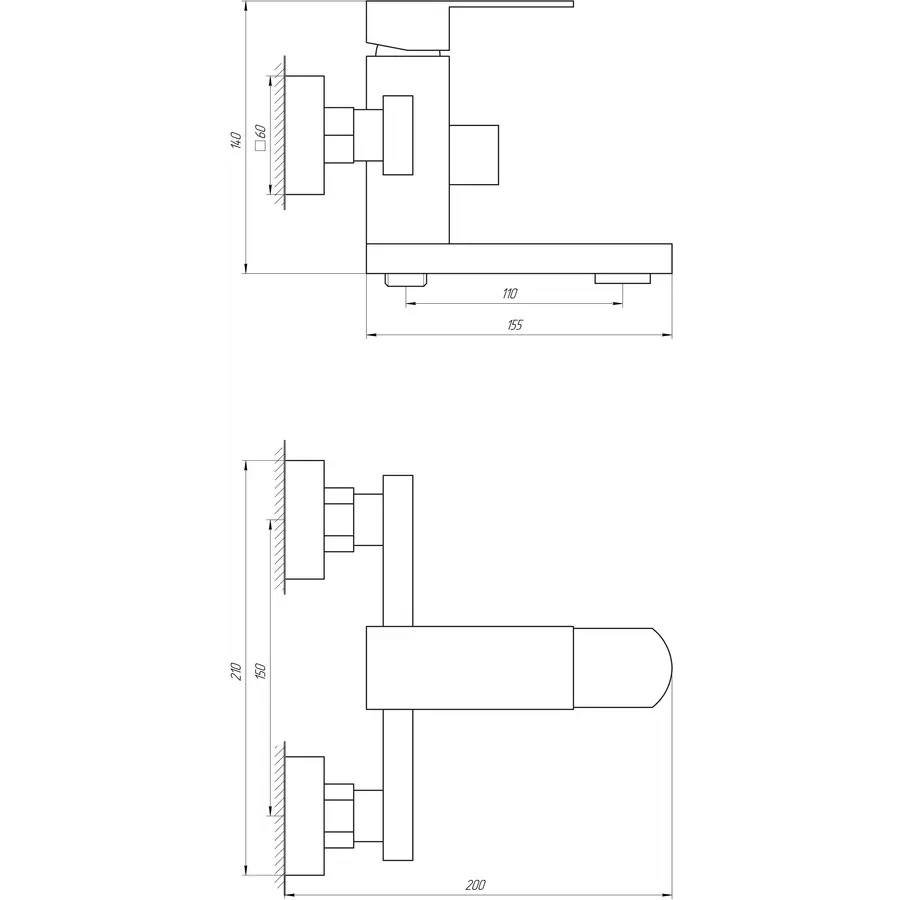 Смеситель для ванны Globus Lux SICILIA SBQ-102N-BB