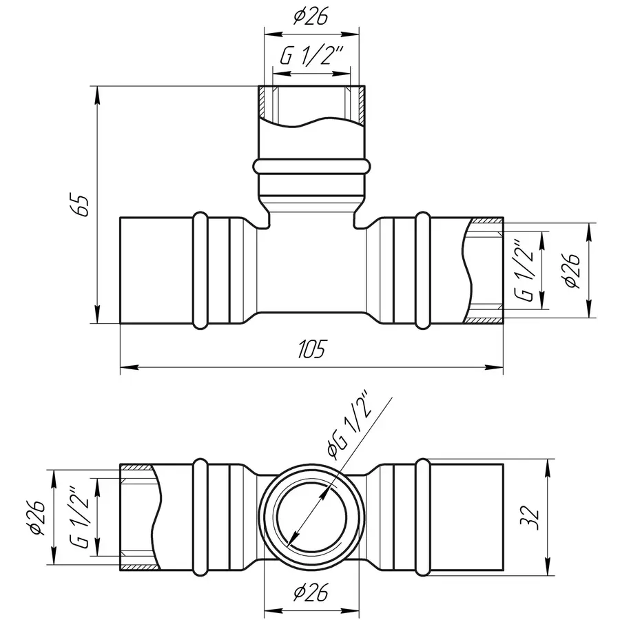 Трійник проміжний прес APE ITALY AP 131 26х26х26