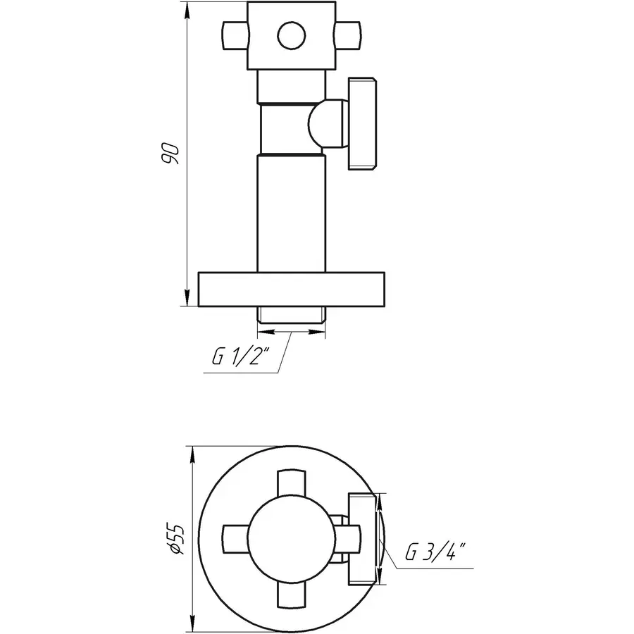 Кран напівобертовий кутовий SOLOMON 1/2″х3/4″ Retro 7077
