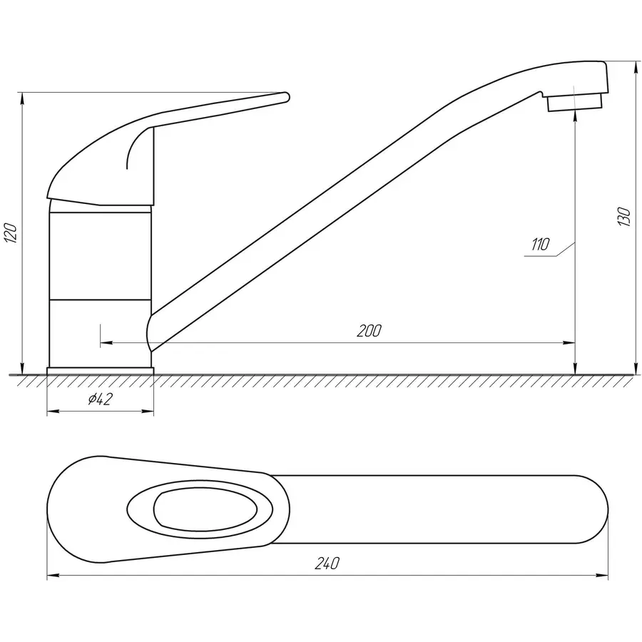 Кухонный смеситель стальной Globus Lux Sena GLS-203