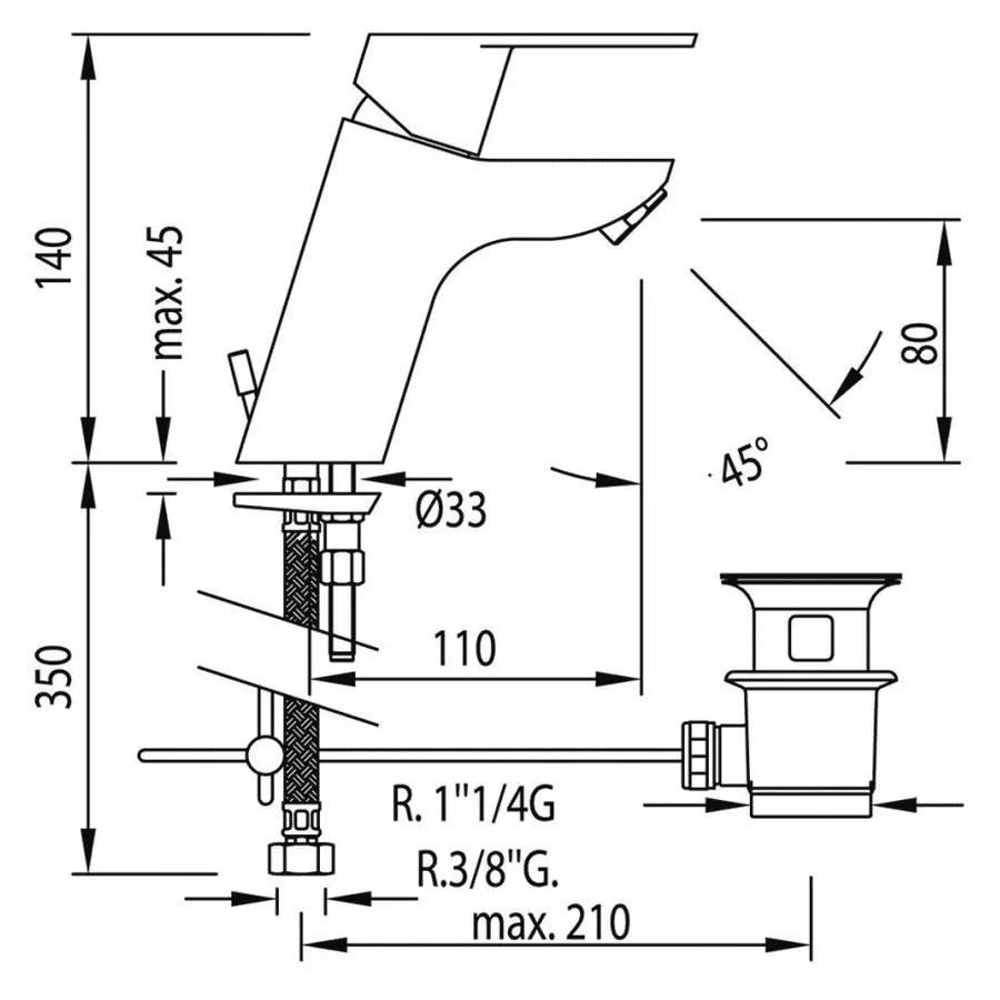 Змішувач для умивальника TRES BM 139103