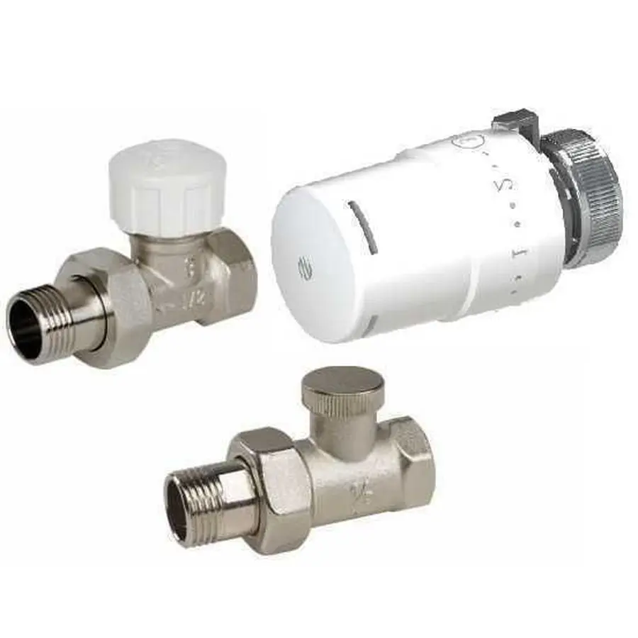 Набір Крани радіаторні прямі ARCO 1/2″ подача + зворотка + термоголовка KCT02 М30