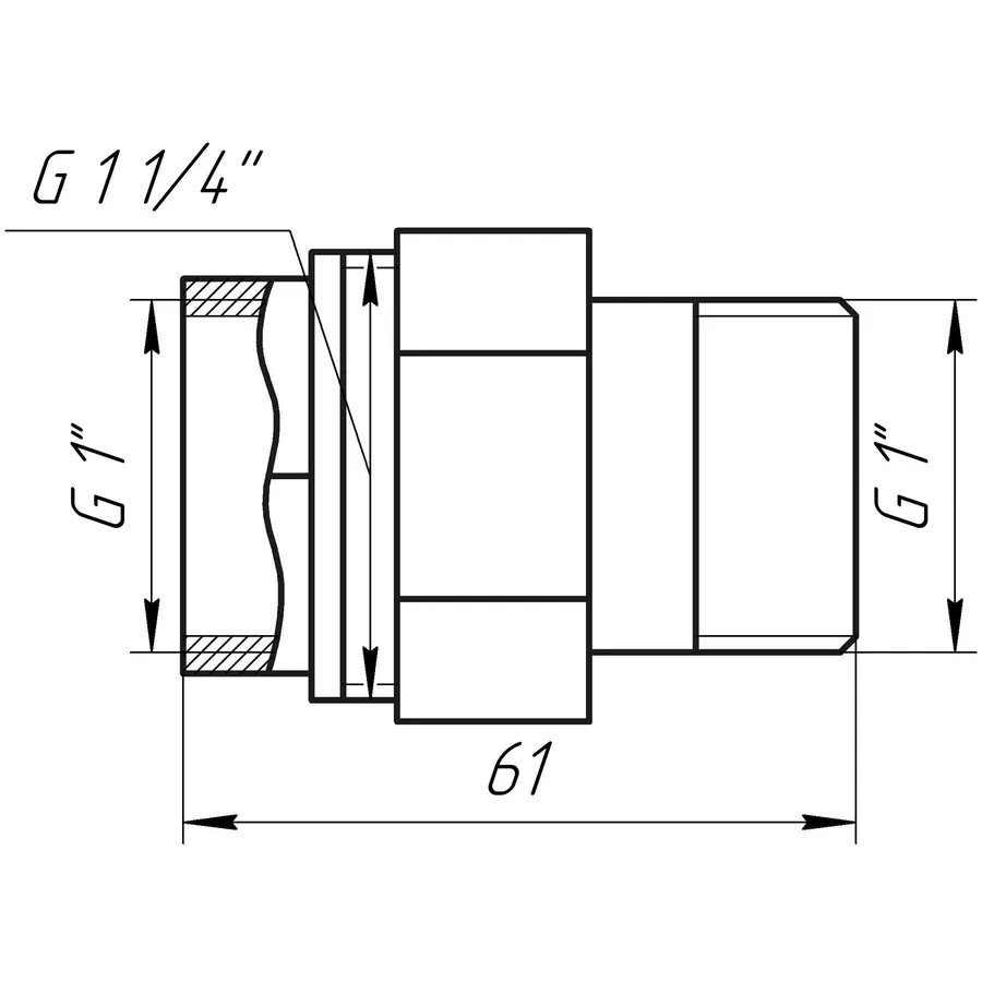 Сгон американка прямая PROFESSIONAL 1 "НИКЕЛЬ LQP160