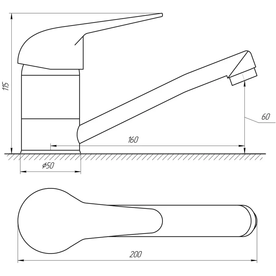 Змішувач для кухні/умивальника BRAVO Comfort BF-203М латунь, на гайці, поворотний 15см